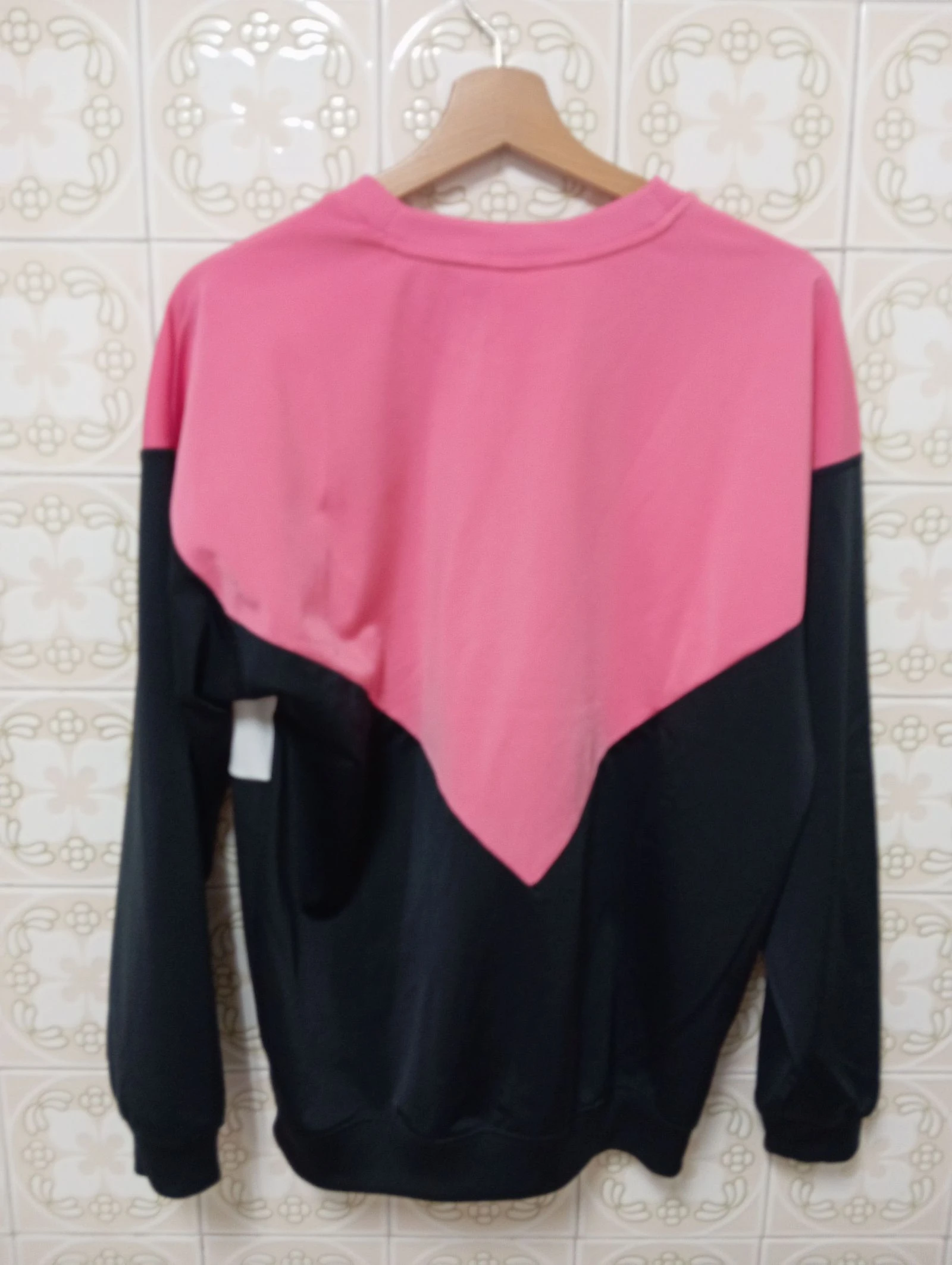 Pink, black and white Adidas three-color sweatshirt with large Trifolio – photo 2